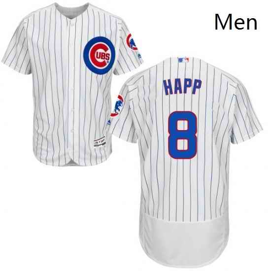 Mens Majestic Chicago Cubs 8 Ian Happ White Home Flexbase Authentic Collection MLB Jersey